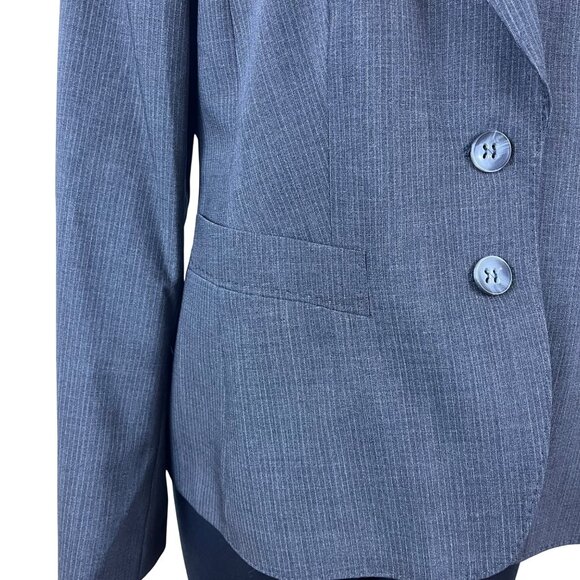 Luxe The Limited Womens Gray Wool Blazer Pinstripe 2-Button Suit Jacket Size 14 - Picture 5 of 9